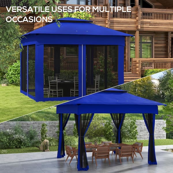Outsunny 11 ft. x 11 ft. Blue Pop Up Canopy 840-166V00BU