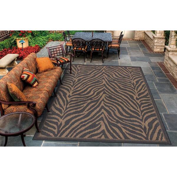 Recife Zebra Black Cocoa 5 Ft X 8 Indoor Outdoor Area Rug 15140121053076t The Home Depot Recife Zebra Black Cocoa 5 Ft X 8, Patio Outdoor Rugs Home Depot