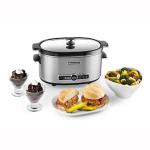 6 qt. Stainless Steel Slow Cooker with Glass Lid and Built-In Timer