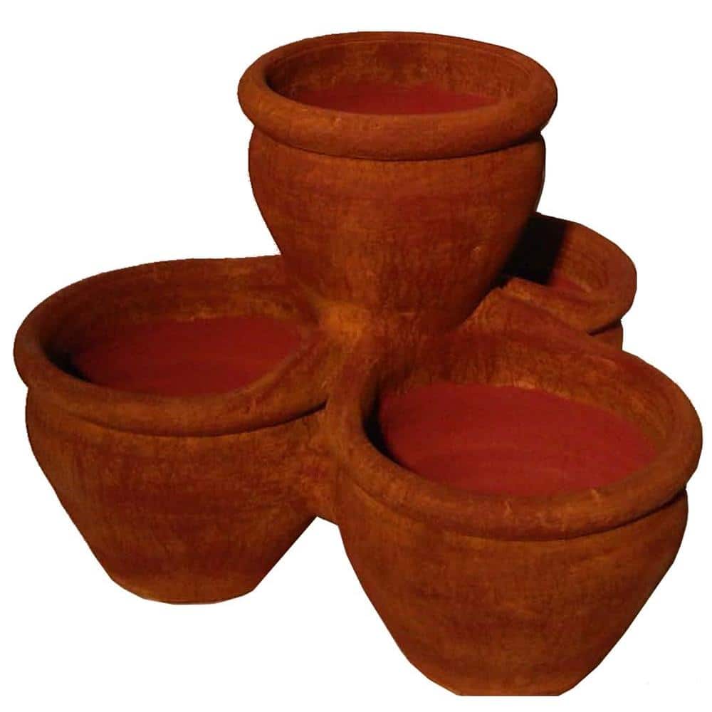 Margo Garden Products 18 in. 4Pocket Terra Cotta Painted Clay Pot LE