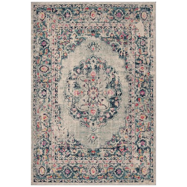 SAFAVIEH Madison Light Gray/Fuchsia 5 ft. x 8 ft. Border Area Rug
