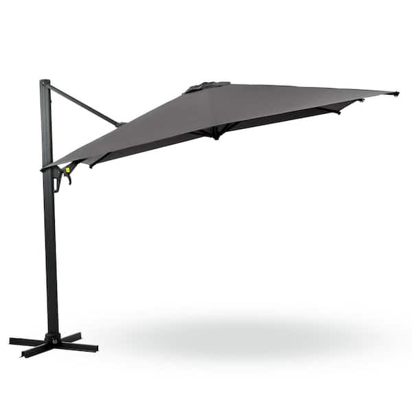 Unbranded 10 ft. Metal Cantilever Manual Tilt in Grey Patio Umbrella Square Outdoor