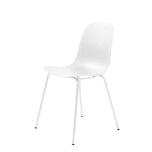 White Plastic Dining Chair with Matching Steel Legs (Set of 2)