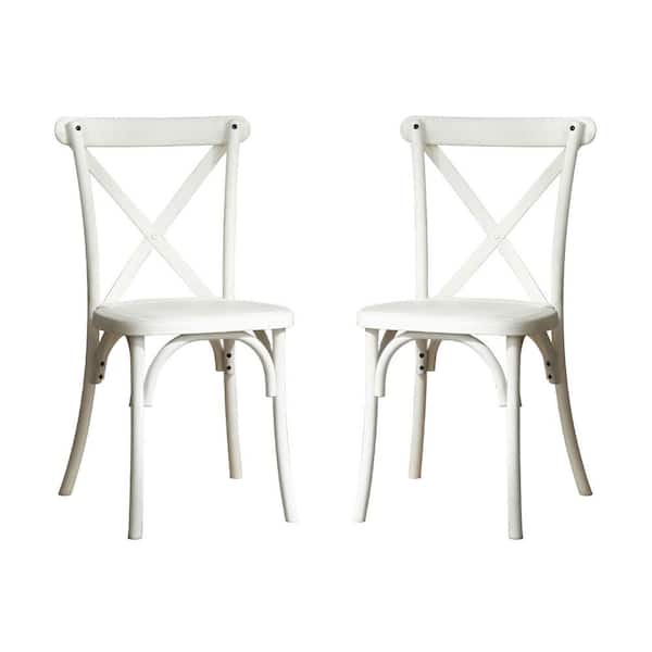 Misopily X-Back Style Resin Outdoor Dining Chair with Downward U-Design & Floor Protector Plastic Glides in Lime White (Set of 2)