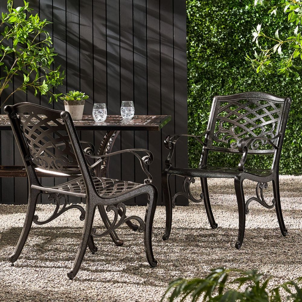Bronze Aluminium Outdoor Dining Chair (Set of 2) ZN-2897 - The