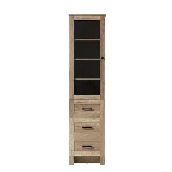 16 in. W x 18 in. D x 65 in. H Beige Freestanding Linen Cabinet