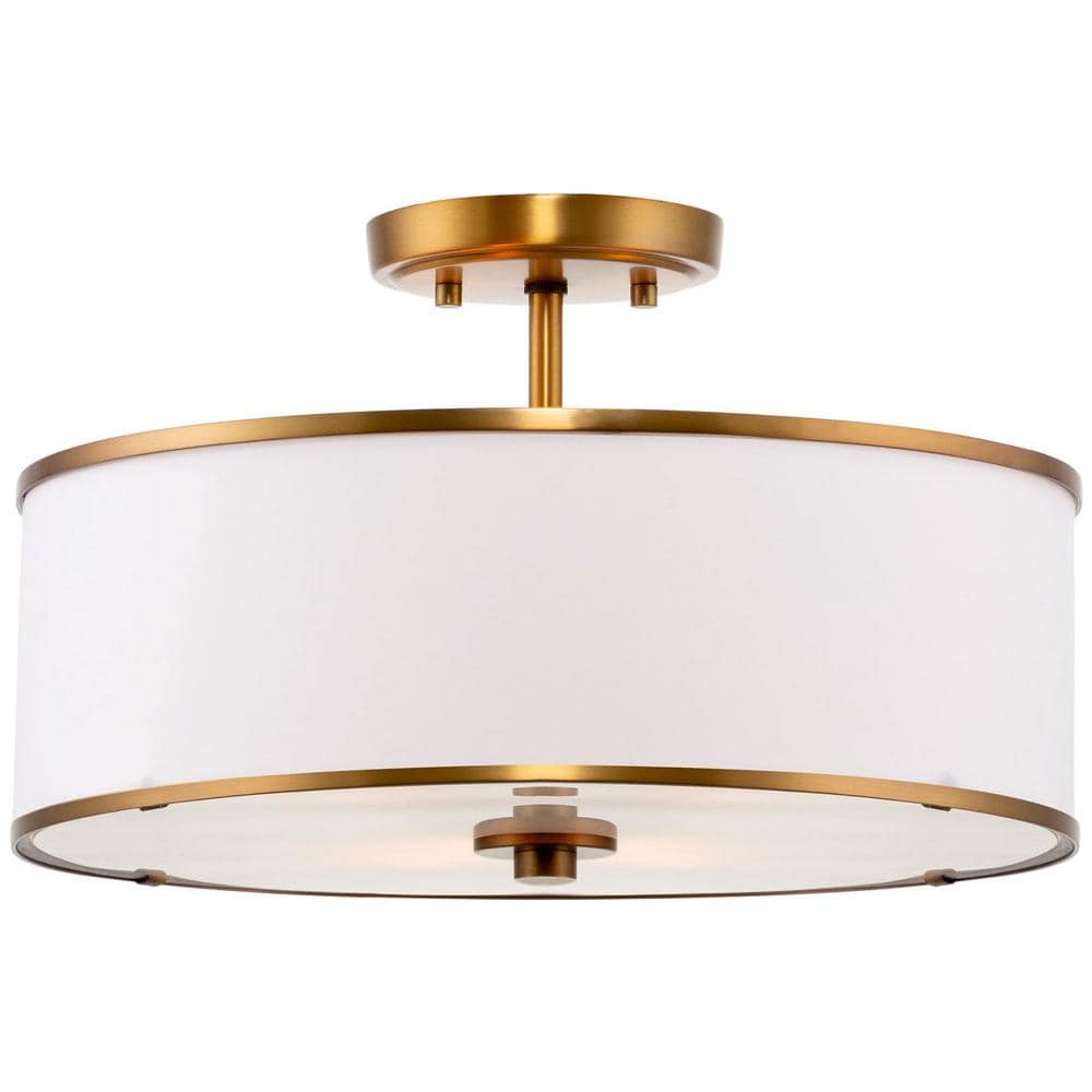 Kira Home Chloe 15.25 in 60-Watt 3-Light White Modern Semi