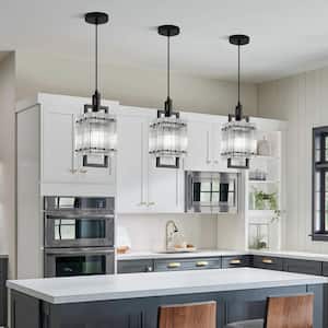 ZSMIHDOH 1-Light Black Modern Crystal Hexagonal Pendant Light for