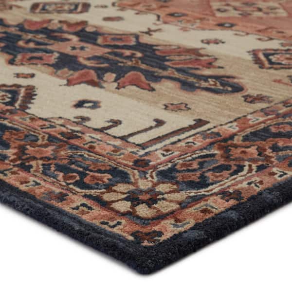 Idina Pink/Dark Blue 8 ft. x 10 ft. Medallion Area Rug