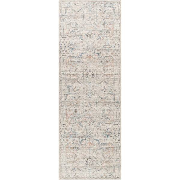 Surya Marlene Light Blue 3 ft. x 7 ft. Medallion Indoor Runner Area Rug ...