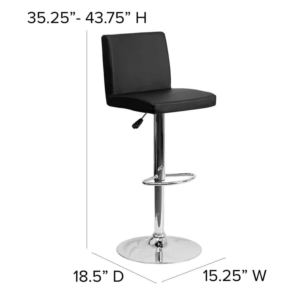 Sleek Black Vinyl and Chrome Adjustable Swivel Barstool