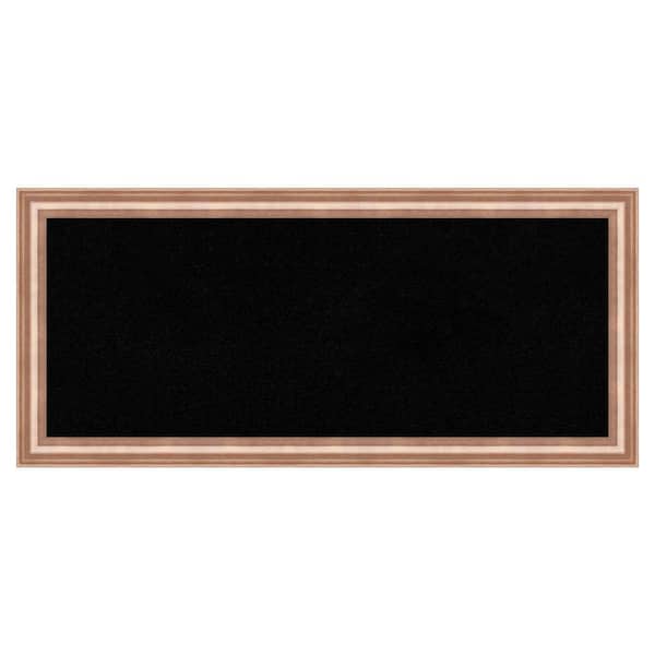 Amanti Art Harmony Rose Gold Wood Framed Black Corkboard 33 in. x 15 in. Bulletin Board Memo Board