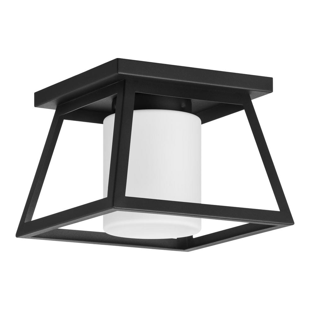 Home Decorators Collection Cardston 1Light Black Outdoor Flush Mount
