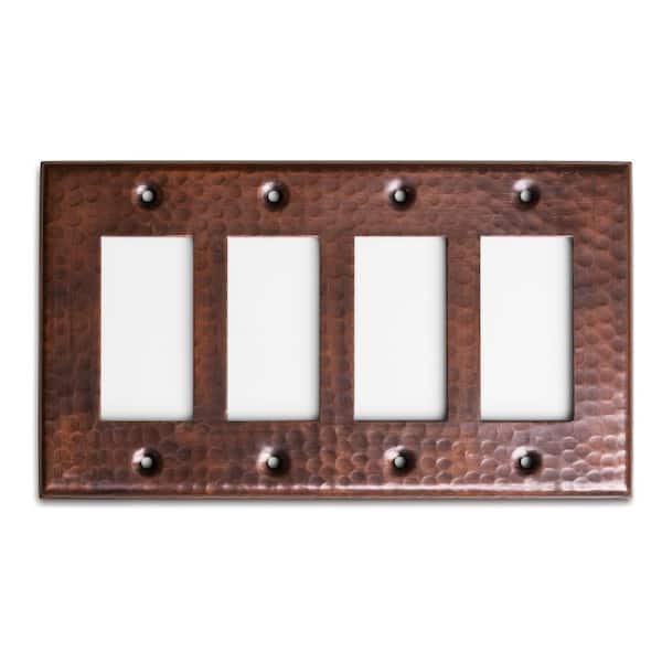 Monarch Abode Pure Copper Hand Hammered Quad Rocker Wall Plate