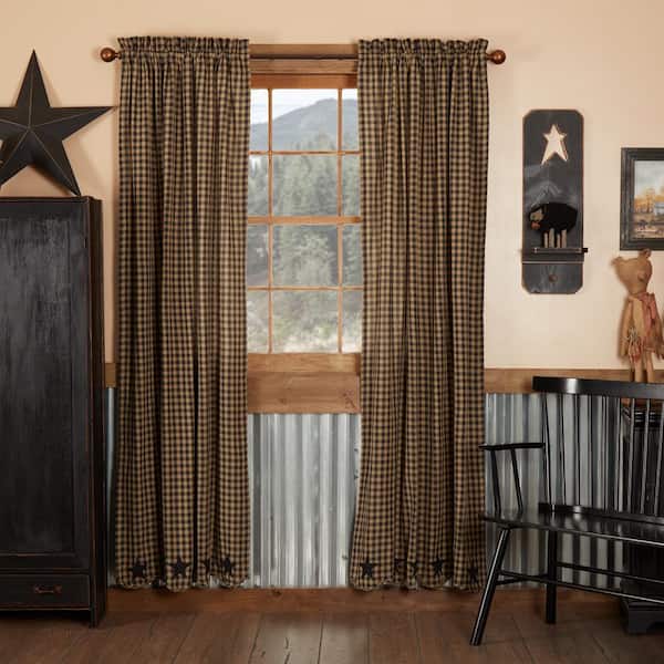 Black and deals tan curtain panels