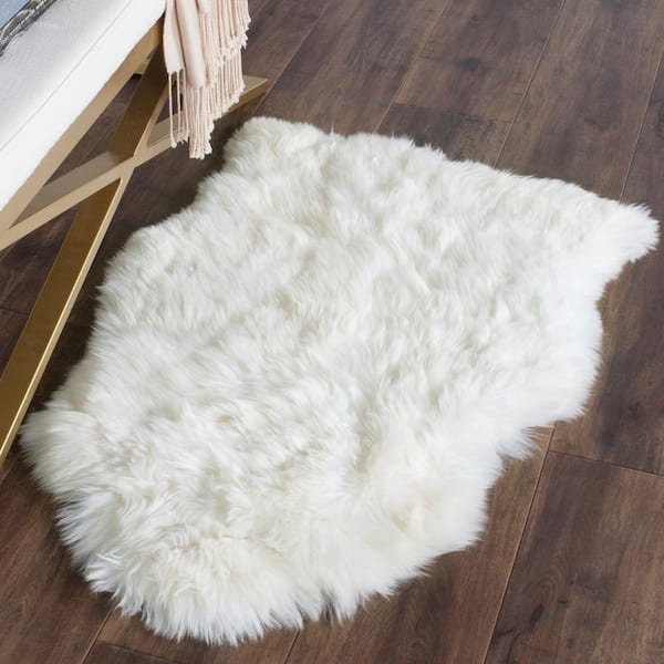 Sheep Skin 2 ft. x 5 ft. Natural/White Solid Color Area Rug
