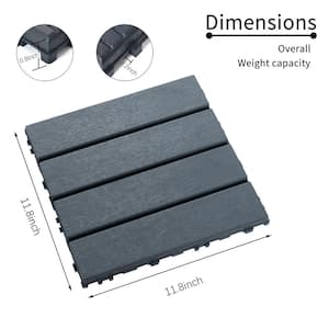 12 in. x 12 in. Gray Square Waterproof Plastic Interlocking Deck Tiles (Set of 44 Tiles)