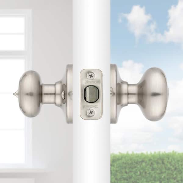 Kwikset Cove Satin Nickel Keyed Entry Door Knob featuring SmartKey