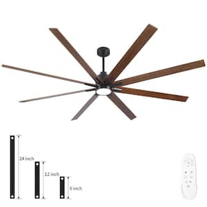 Coastal 84 in. Indoor Matte Black Large Windmill Ceiling Fan with Light,Walnut Wood Blades and Remote Control