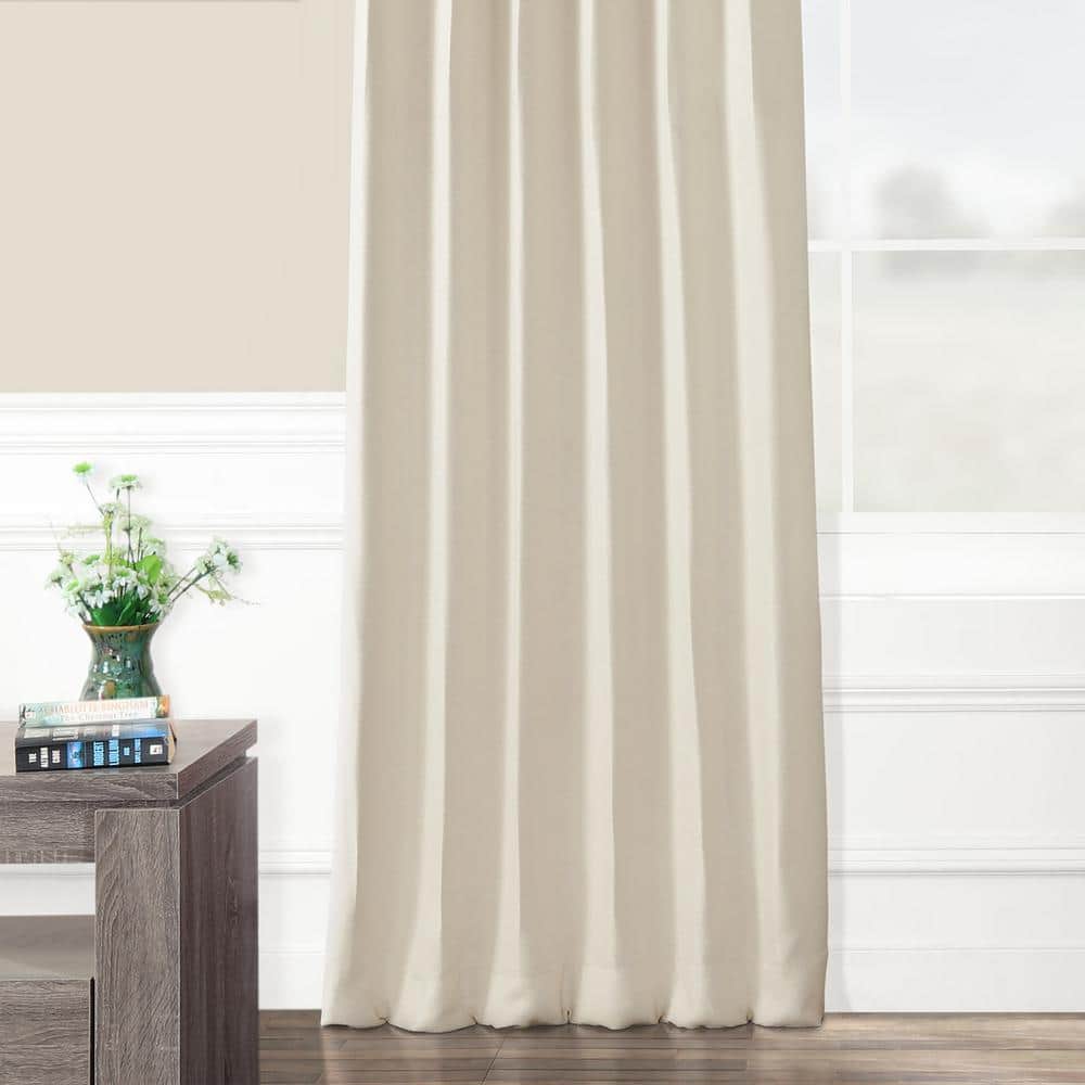 White Puddle Length Blackout Linen-Polyester Window Panel