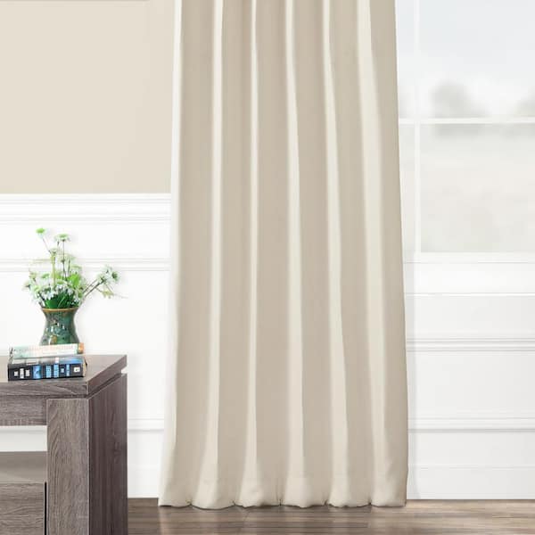 Oat Cream Textured Bellino Room Darkening Curtain - 50 in. W x 108 in. L  Rod Pocket with Back Tab Single Curtain Panel