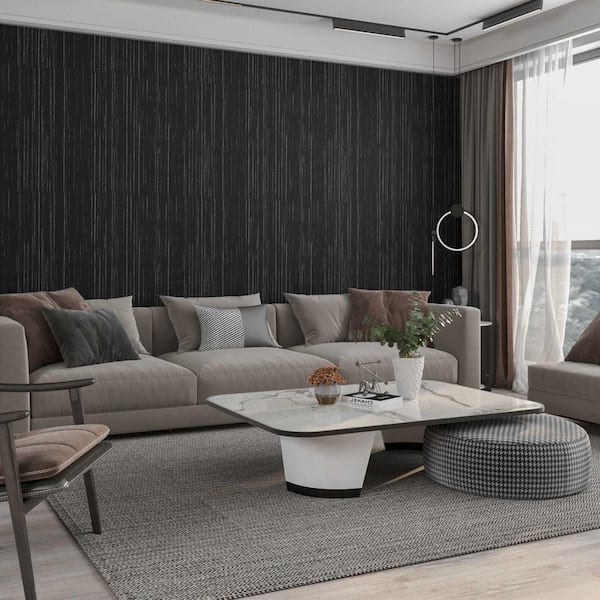 Black Peel and Stick Removable Wallpaper-Self Adhesive Paper for Bedroom/Wall (Set of 2)