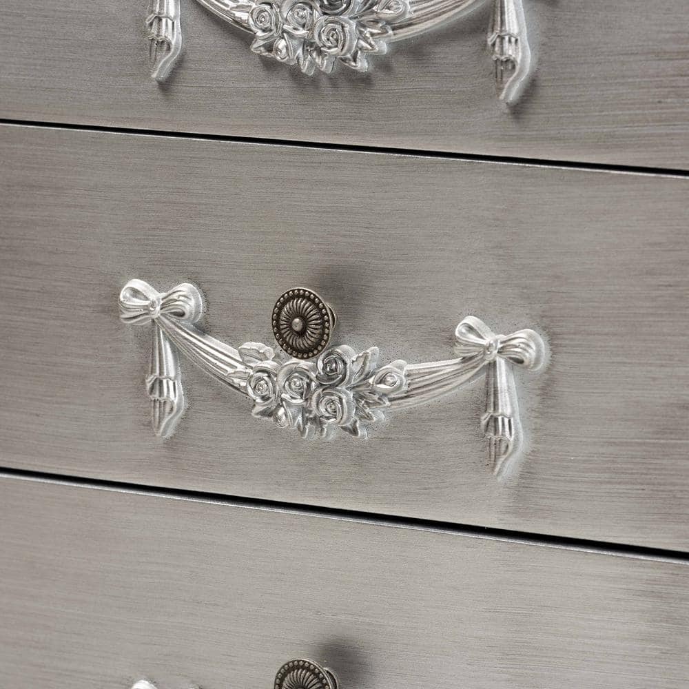 Eliya Traditional Brushed Silver 3-Drawer Solid Wood Storage Cabinet