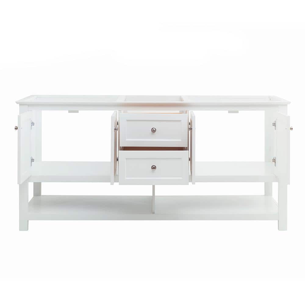Manchester 72" White Solid Wood Double Sink Freestanding Vanity Base