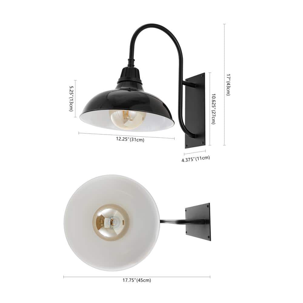 Stanley 12.25" Black Iron LED Gooseneck Arm Sconce