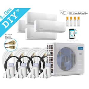 DIY 36,000 BTU 3-Ton 4-Zone 21.5 SEER Ductless Mini-Split AC and Heat Pump with 9K+9K+9K+12K & 16,16,25,25ft Lines