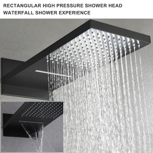 Luxury Wall Mount Waterfall and Rainfall Shower Head Set with Hand Shower