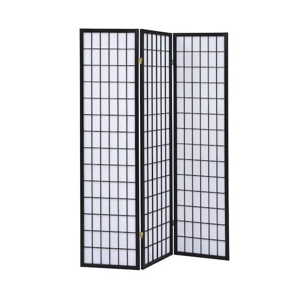 Olbia 3-Panel Folding Screen in Black and White