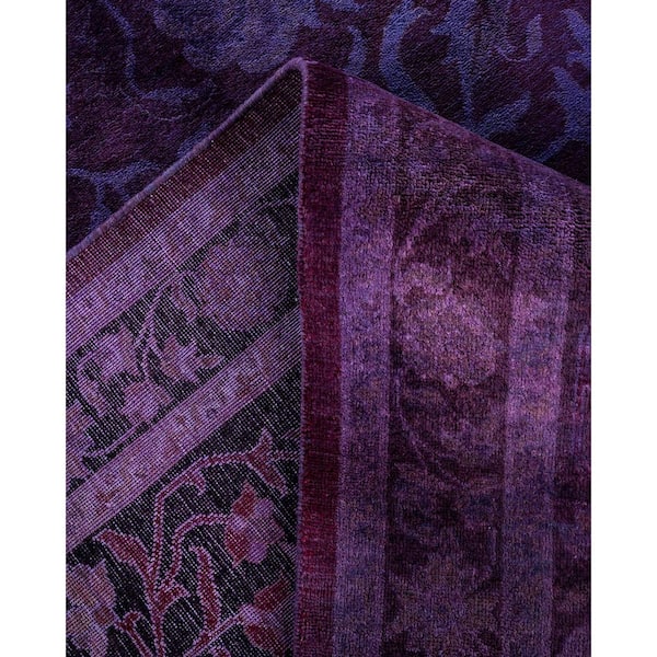 Overdyed Purple 12 ft. x 18 ft. Solid Wool Indoor Area Rug