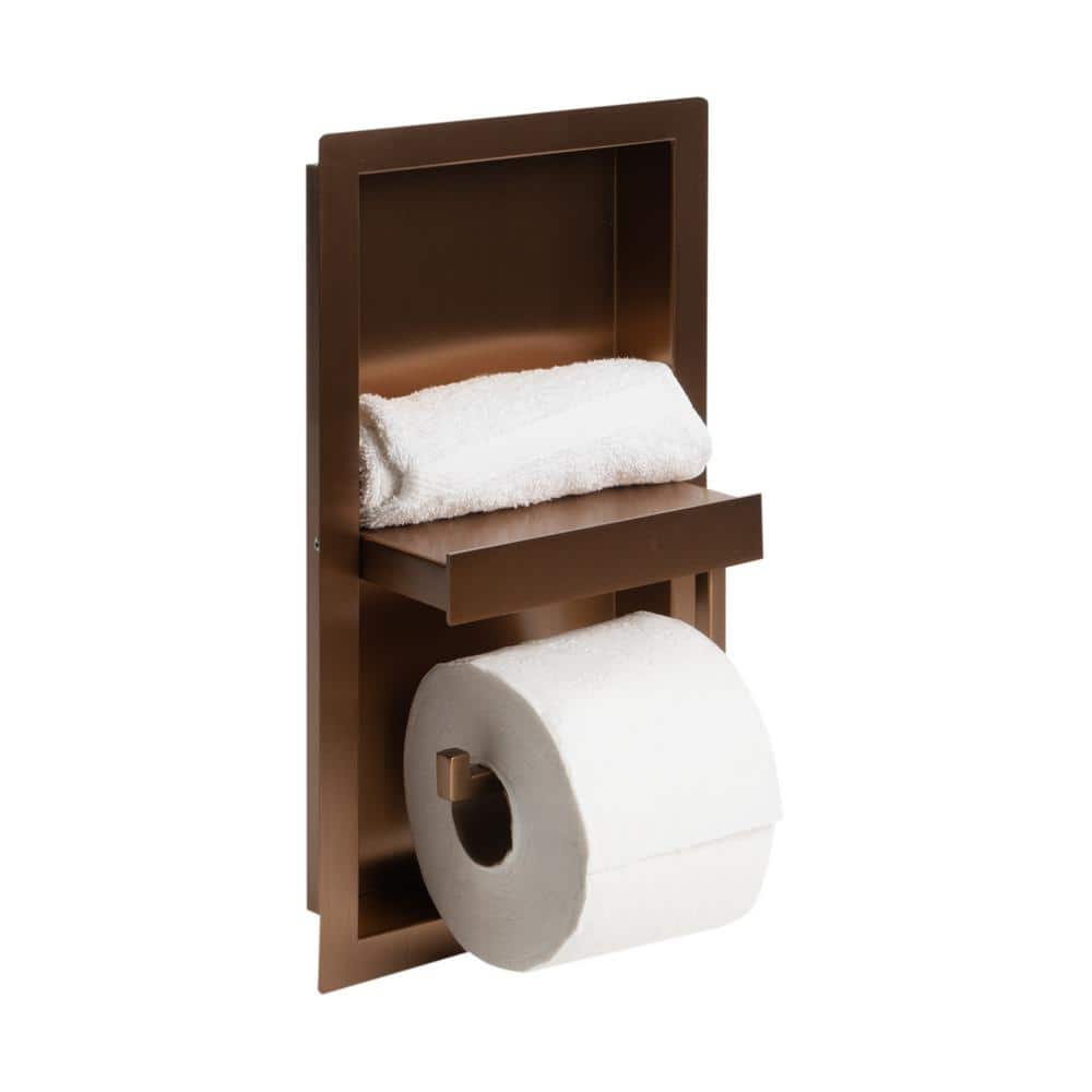 Brushed Copper Stainless Steel Recessed Toilet Paper Holder Niche