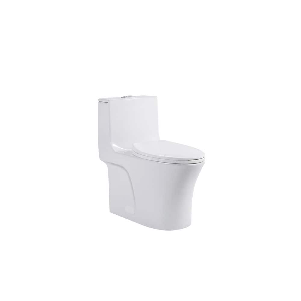 12 in. 1-Piece 1.1/1.6 GPF Dual Flush Elongated Toilet in Glossy White Soft Close Seat Included price history on PriceWatchPro