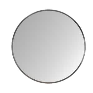 Pewter 30 in. W x 30 in. H Leslie Round Metal Wall Mirror