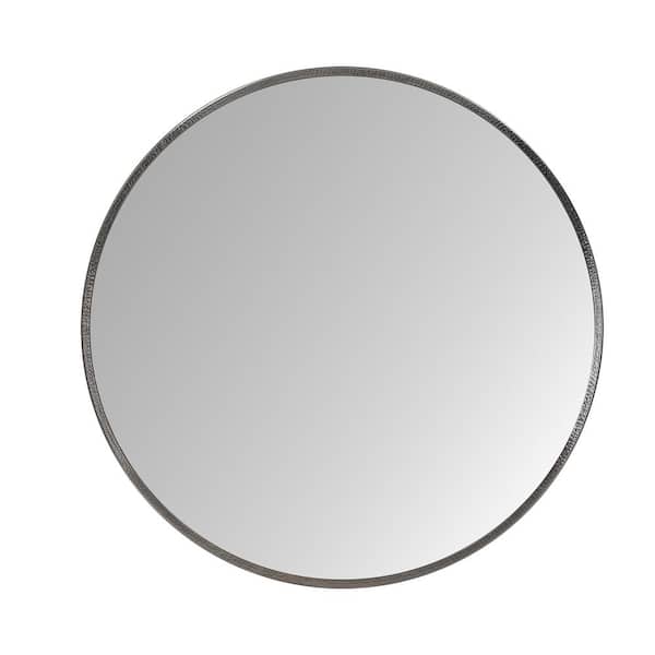 HABITAT DECOR Pewter 30 in. W x 30 in. H Leslie Round Metal Wall Mirror