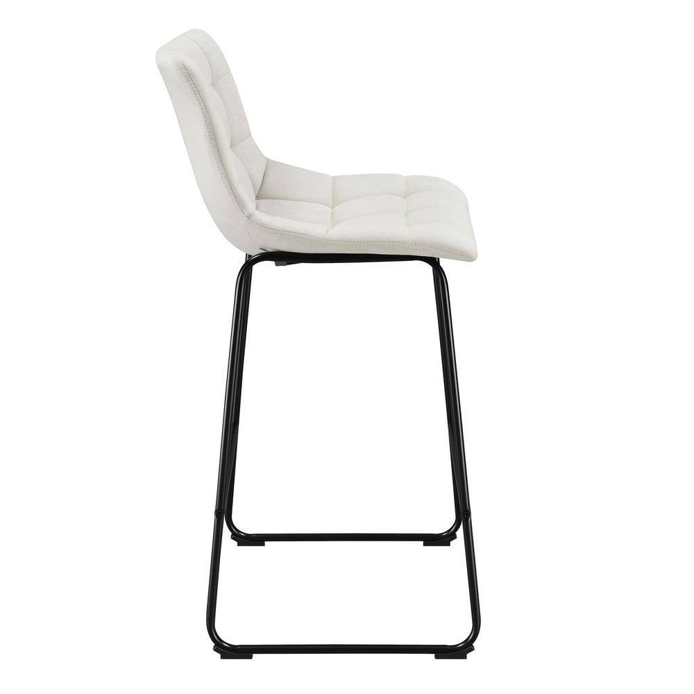 Linen White Industrial Leather & Metal 30" Bar Stool Set