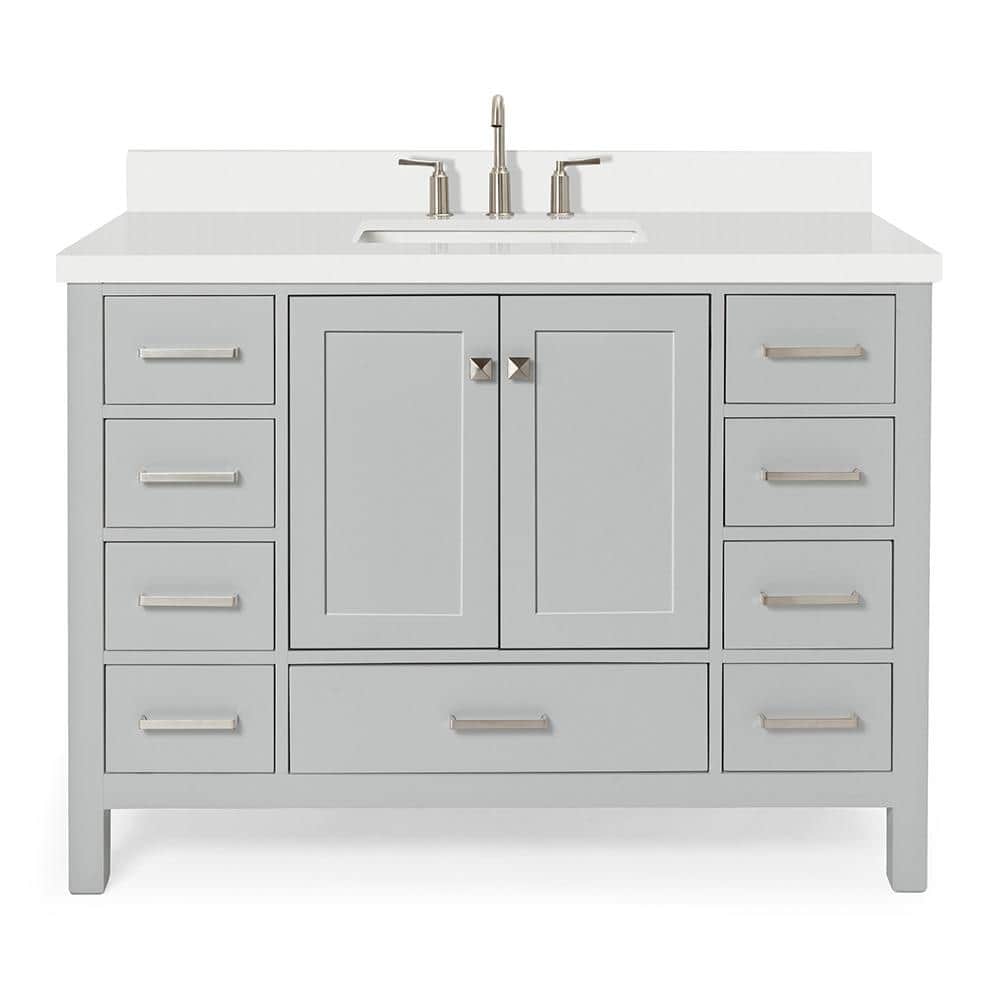 Cambridge 49" Gray Painted Freestanding Single Vanity with Quartz Top