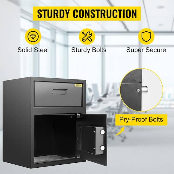 Digital Safe Box 1.7 cu. ft. Carbon Steel Electronic Code Lock Safe with Deposit Slot Safe Box for Home Hotel and Office