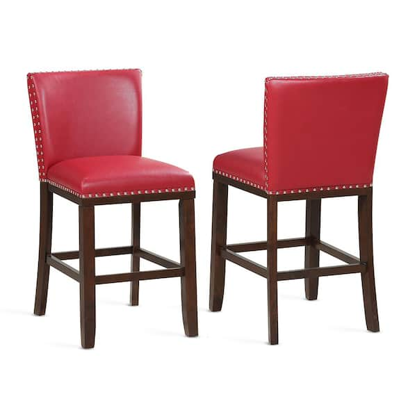 Steve Silver Tiffany 24 in. Red Contemporary Counter Stools (Set of 2)