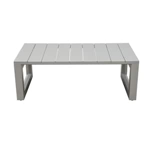 Beige Rectangular Aluminum Outdoor Dining Table with Beveled End Panels, Geometric Pattern, Rust Resistant, Scratch