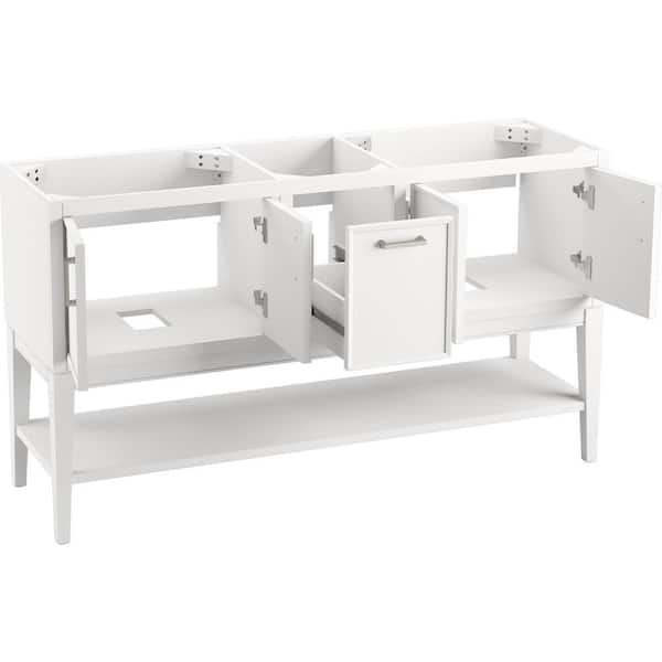 KOHLER Winnow 60.13in. Double Sink Freestanding White Bath Vanity with White Quartz Top Assembled