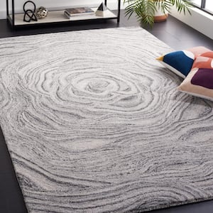 Abstract Dark Gray/Black 4 ft. x 6 ft. Floral Eclectic Area Rug