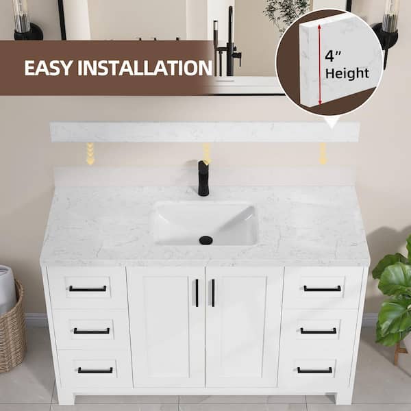 Zeafive Kar 48.44 in. W x 22 in. D Carrara White Engineered Marble