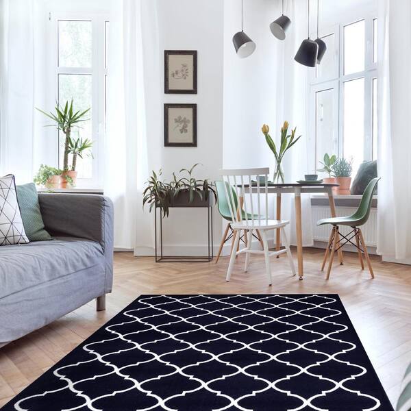 Kumar Rugs & Carpet Handmade Modern Non-Shedding Stain Resistant Living Room Bedroom Area Rug 5' x 8',White Navy Home Kumar Rugs & Carpet Handmade Modern Non-Shedding Stain Resistant Living Room Bedroom Area Rug 5' x 8',White Navy Home