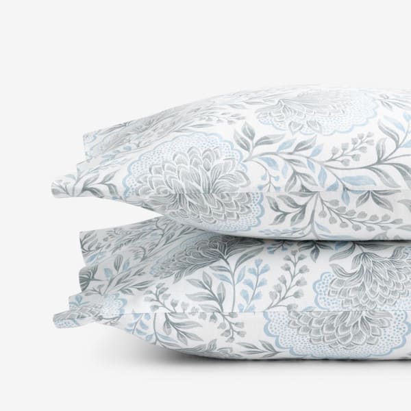 The Company Store Legends Hotel Dahlia Velvet Flannel Blue Cotton King Pillowcases (Set of 2)