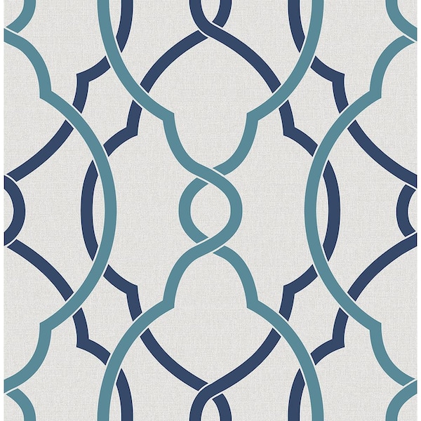 A-Street Prints Sausalito Navy Lattice Paper Strippable Roll Wallpaper (Covers 56.4 sq. ft.)