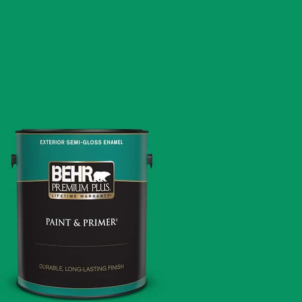 BEHR PREMIUM PLUS 1 gal. #470B-6 Emerald Lake Semi-Gloss Enamel Exterior Paint & Primer