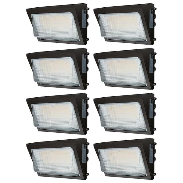 Commercial Electric 14 in. Bronze 11200 Lumens Outdoor LED Wall Pack Light Flood Light 3000K 4000K 5000K Selectable Security Light (8-Pack)